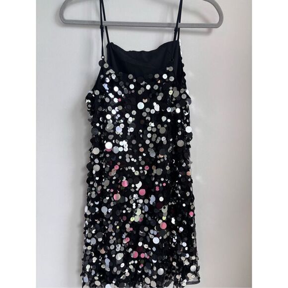 NWT ASOS Embellished Cami Mini Dress in Black Disc Sequin, Sz 6, $130 - Picture 5 of 7